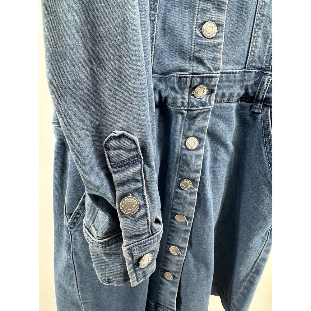 New York & Company Long Sleeve Denim Button-Front Mini Jean Dress Pockets Sz S - Picture 5 of 12